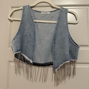 Way Out West Denim Diamante Vest - S/M from 12th Tribe